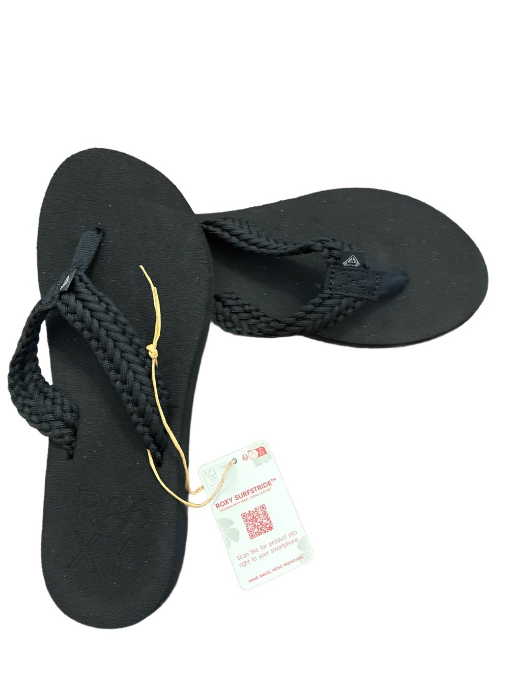 Roxy NWT Black Braided Strap Flip Flops Size 6